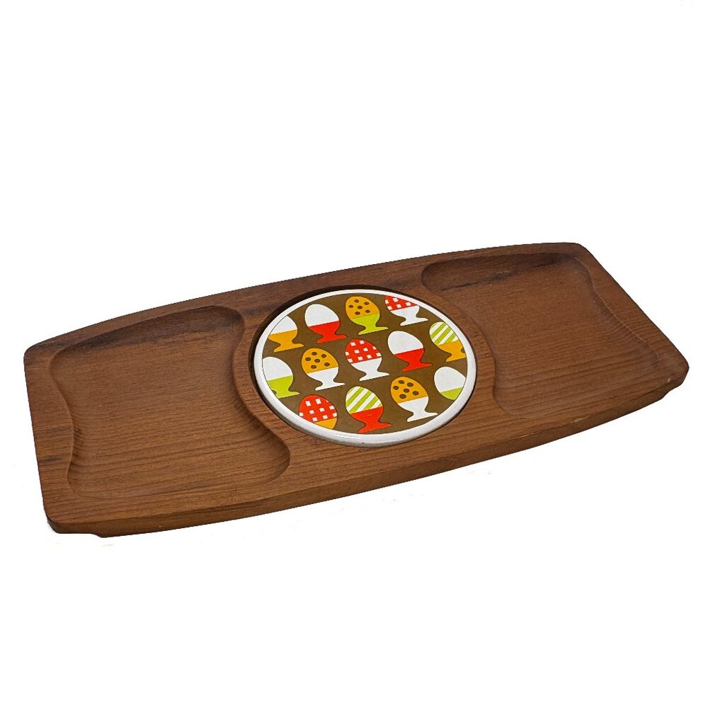 VTG Mid Century Modern Teak Wood Fish Cheese Board Serving Tray Dolphin Thailand